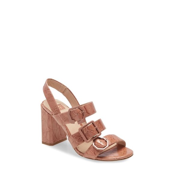 LOUISE ET CIE Loni Block Heel Strappy Sandal Shoes 9 Soft Rose NEW $160